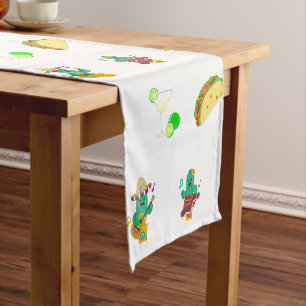 Colourful Festive Cinco de Mayo 2025 Dancing Cactu Short Table Runner