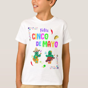 Colourful Festive Cinco de Mayo 2025 Dancing Cactu T-Shirt