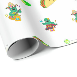 Colourful Festive Cinco de Mayo 2025 Dancing Cactu Wrapping Paper