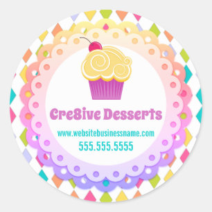 Colourful Festive Cupcake Bakery Packaging Seals