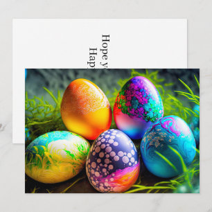 Colourful Festive Decorative Eggs Holiday Card