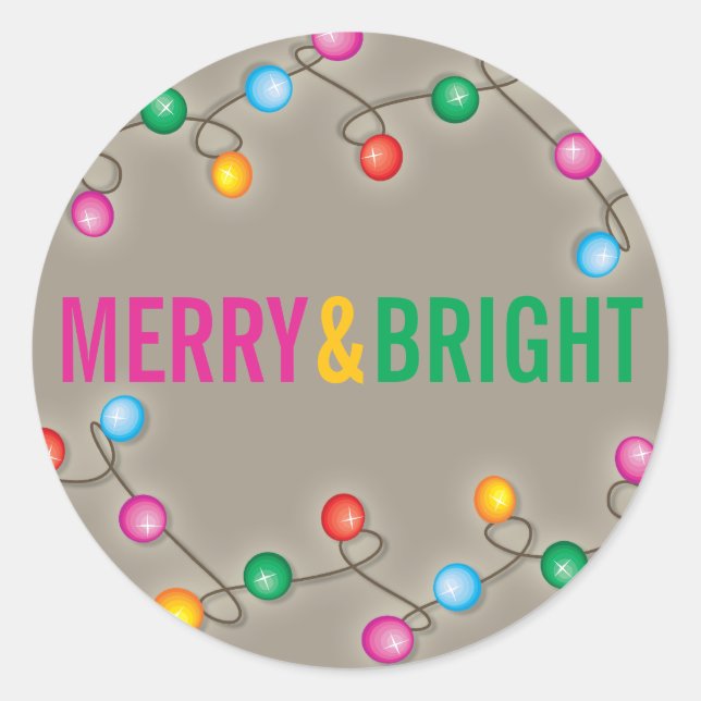 Colourful Festive Lights Glow Holiday Gift Tag (Front)