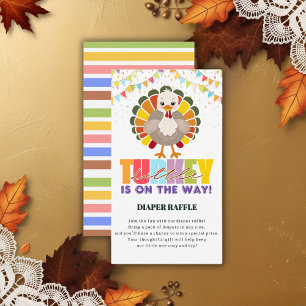 Colourful Festive Little Turkey Baby Shower Enclosure Card