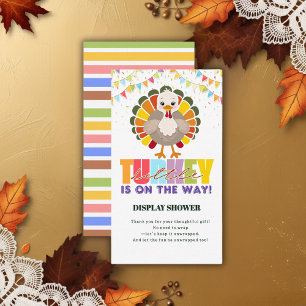 Colourful Festive Little Turkey Baby Shower Enclosure Card