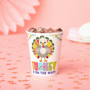 Colourful Festive Little Turkey Baby Shower Paper Cups