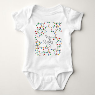 Colourful Festive Merry Christmas Lights Pattern  Baby Bodysuit