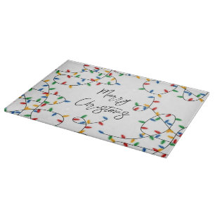Colourful Festive Merry Christmas Lights Pattern   Cutting Board