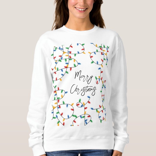 Colourful Festive Merry Christmas Lights Pattern Sweatshirt (Front)