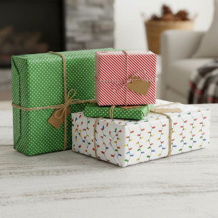 Colourful Festive Party String Lights Art Pattern Wrapping Paper Sheet