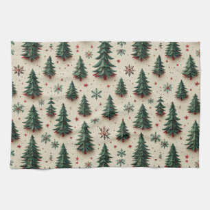 Colourful Festive Pattern Tea Towel