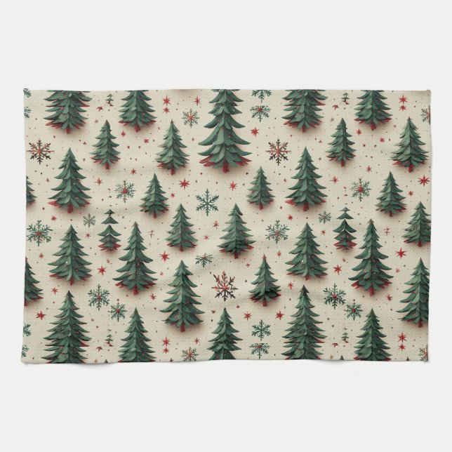Colourful Festive Pattern Tea Towel (Horizontal)
