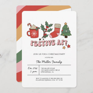 Colourful Festive Retro Christmas Party  Invitatio Invitation