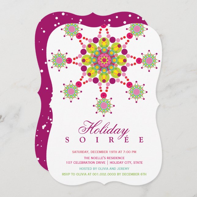 Colourful Festive Star Modern Holiday Party Invite (Front/Back)