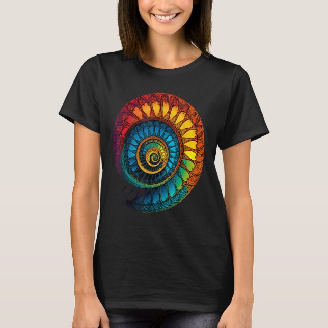 Colourful Fibonacci Spiral Psychedelic Colours Abs T-Shirt (Front)
