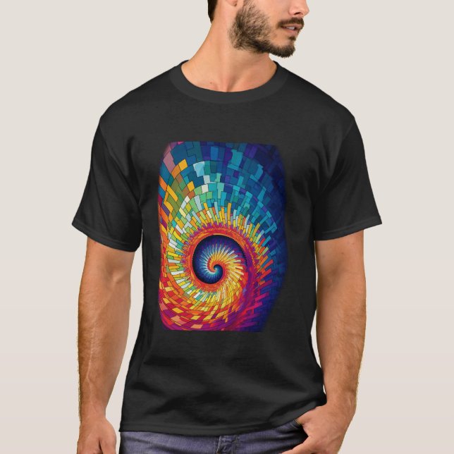 Colourful Fibonacci Spiral Psychedelic Colours Abs T-Shirt (Front)