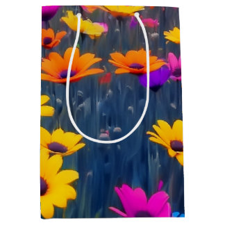 Colourful Field Of Flowers Medium Gift Bag