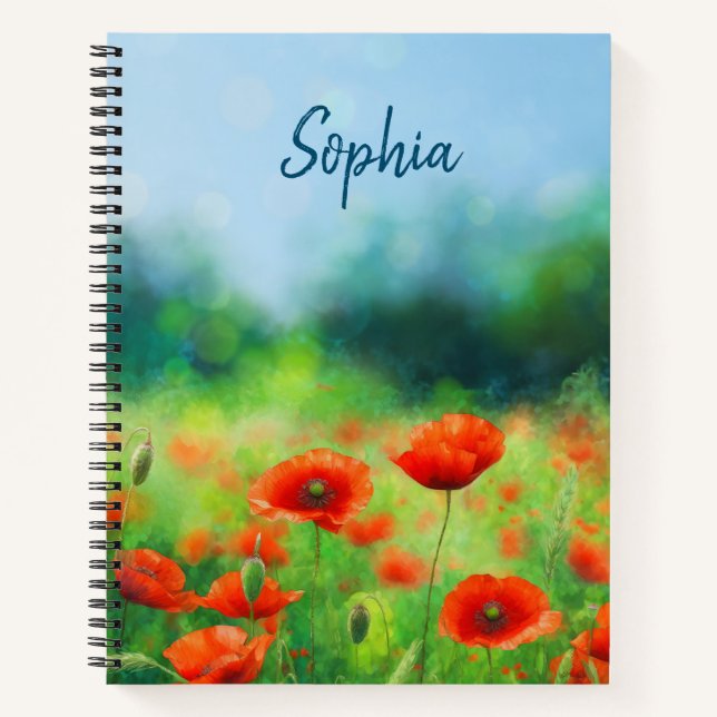 Colourful Field with Poppies Notebook (Front)