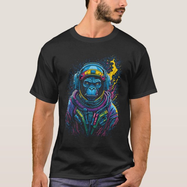 Colourful Fierce Ape Gorilla In Space Suit For Men T-Shirt (Front)