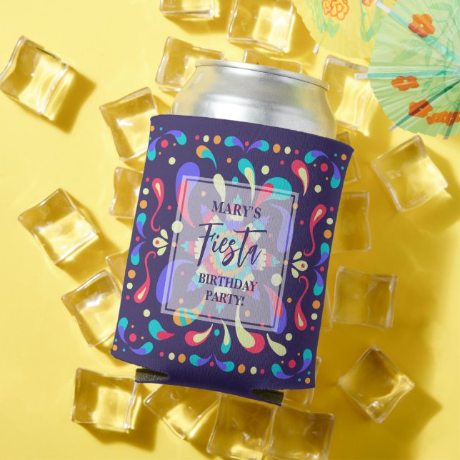 Colourful Fiesta Blue Can Cooler (In Situ Summer)