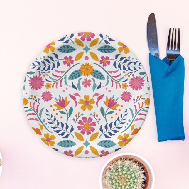 Colourful Fiesta Floral Baby Shower Paper Plate (Creator Uploaded)