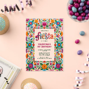 Colourful Fiesta Floral Folk Art Girl 1st Birthday Acrylic Invitations