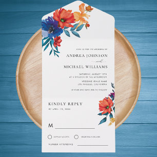 Colourful Fiesta Floral Mexican RSVP Wedding All In One Invitation