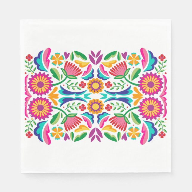 Colourful Fiesta Flowers Napkin (Front)