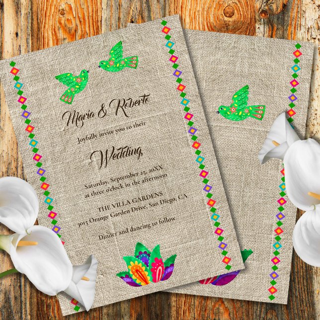 Colourful Fiesta Love Birds Mexican Wedding Invitation (Creator Uploaded)