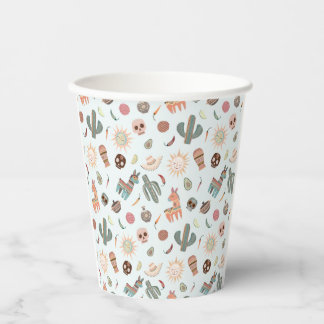 Colourful Fiesta Mexican Cactus Skulls Suns Concha Paper Cups