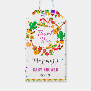 Colourful Fiesta Mexican Culture Cactus Baby Showe Gift Tags