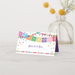 Colourful Fiesta Mexican Floral Confetti Party Place Card