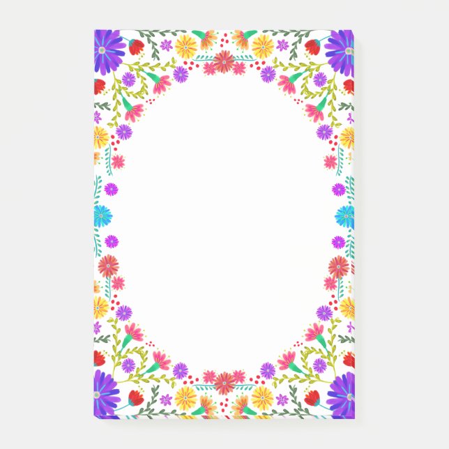 Colourful Fiesta Mexican Floral Frame Post-it Notes (Front)