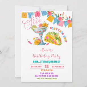 Colourful Fiesta Mexican Surprise Birthday Par Invitation
