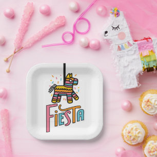 Colourful Fiesta Piñata Festive  Paper Plate