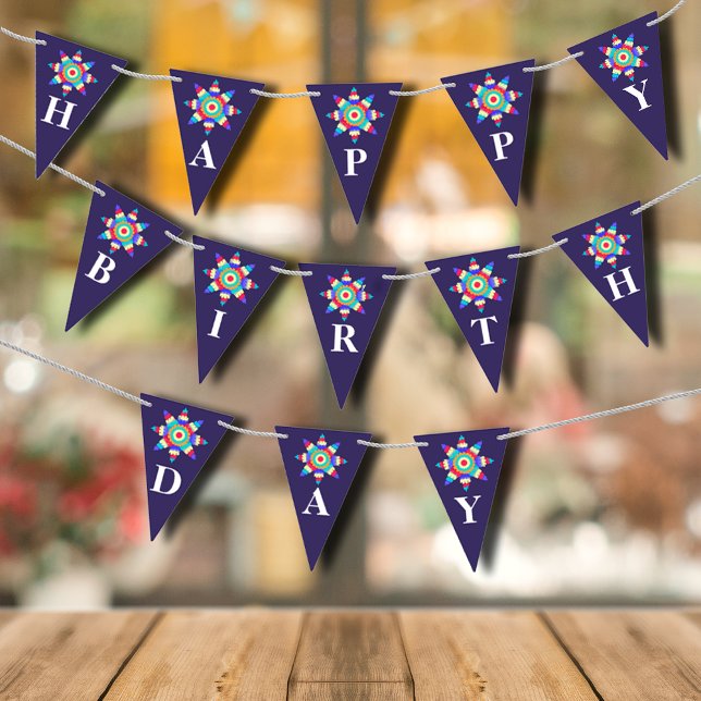 Colourful Fiesta Pinata Happy Birthday Blue Bunting (Colorful Fiesta Pinata Happy Birthday Blue Bunting Flags)