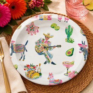 Colourful Fiesta Watercolor Paper Plate