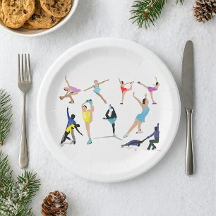 Colourful Figure Skating Ice Skaters in Motion Paper Plate