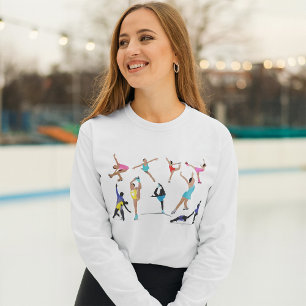 Colourful Figure Skating Ice Skaters in Motion T-Shirt