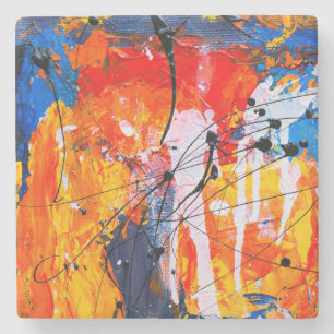 Colourful Fine Art Abstract Oil Painting Stone Coaster