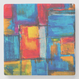 Colourful Fine Art Abstract Oil Painting Stone Coaster
