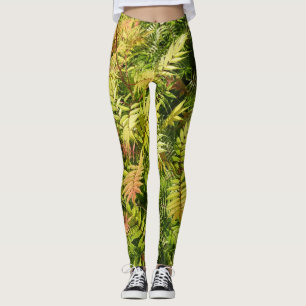 Colourful Fine Leaves Pattern Legging
