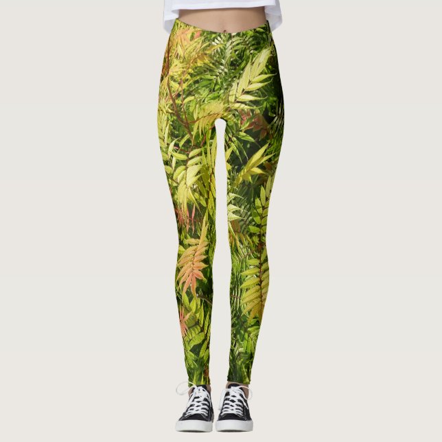 Colourful Fine Leaves Pattern Legging (Front)