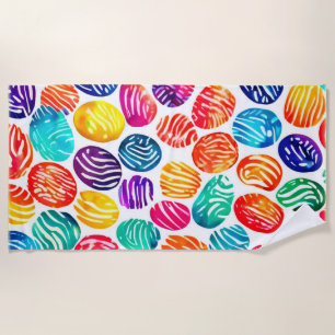 Colourful Fingerprint Art Beach Towel