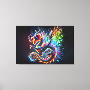 Colourful Fire Dragon Canvas Print