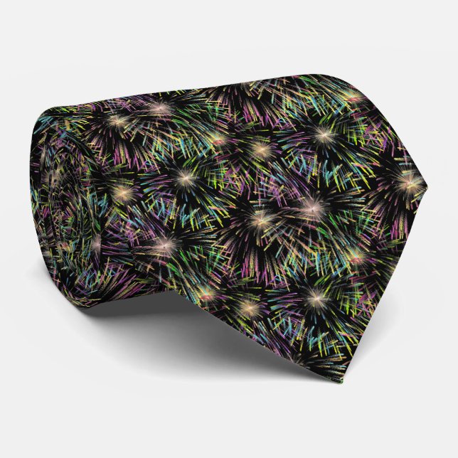 Colourful Fireworks Design  Tie (Rolled)