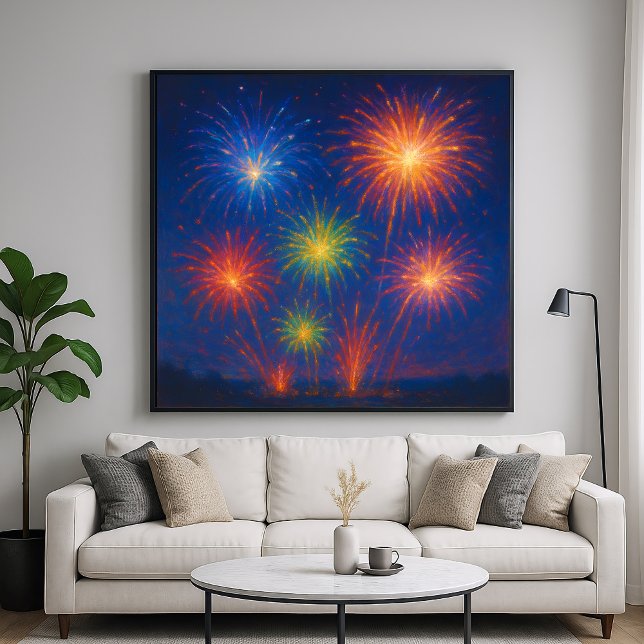 Colourful Fireworks Display - Pastel Painting Styl Poster (Creator Uploaded)
