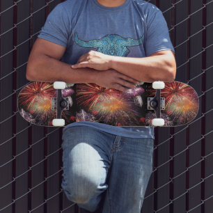 Colourful Fireworks Display Pattern Skateboard