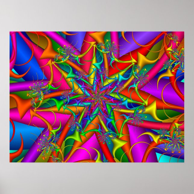 Colourful Fireworks Fractal Poster (Front)