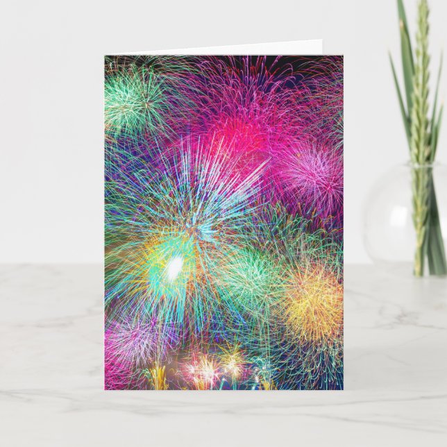 Colourful fireworks holiday card (Front)