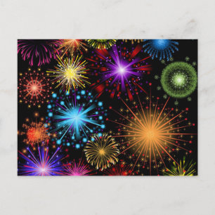 Colourful fireworks New Year Holiday Postcard